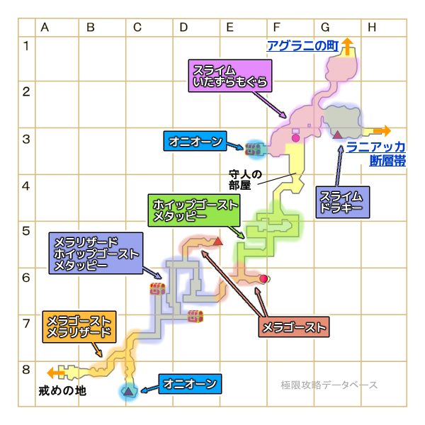 アクロニア鉱山モンスターマップ