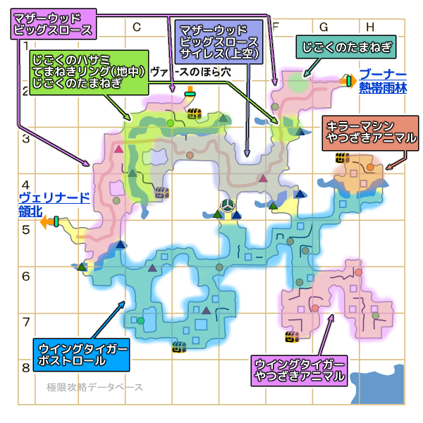 ヴァース大山林モンスターマップ