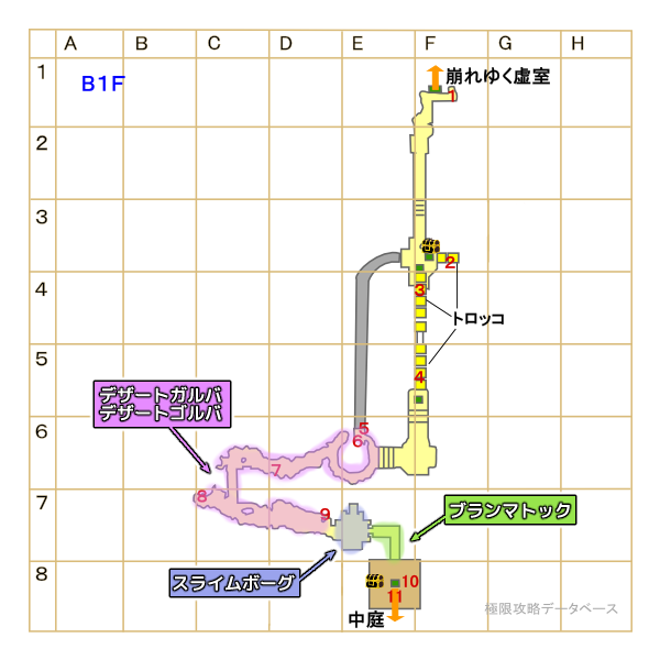 ダラリア砂岩遺跡モンスターマップ4