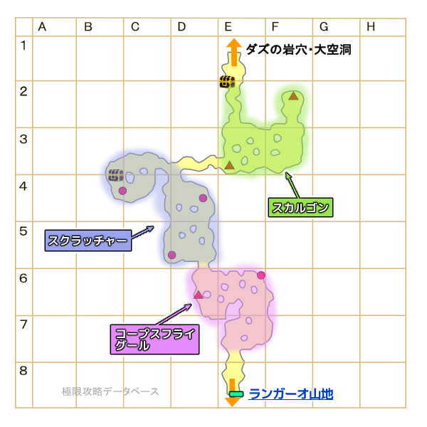ダズの岩穴モンスターマップ
