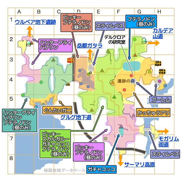 ガタラ原野モンスターマップ