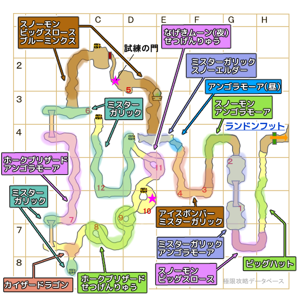 ゴズ渓谷モンスターマップ