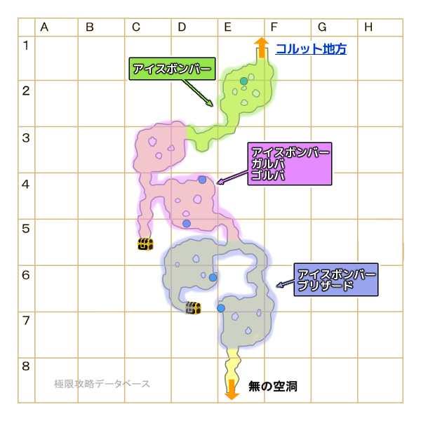 浜辺の洞くつモンスターマップ