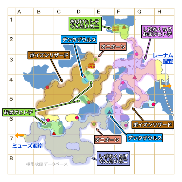 ジュレ―島下層1モンスターマップ