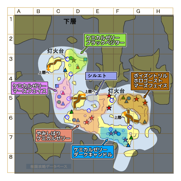 影の谷下層モンスターマップ