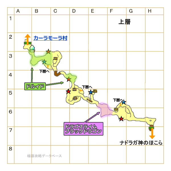 影の谷上層モンスターマップ