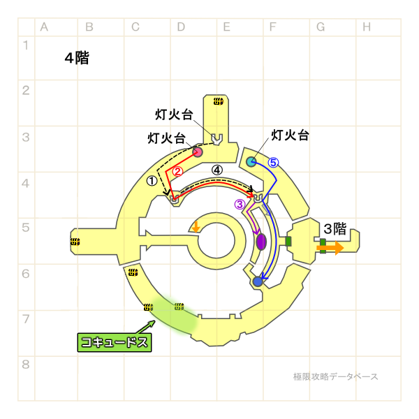 冥闇の聖塔4階モンスターマップ