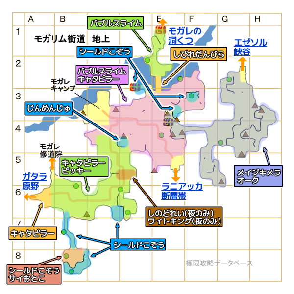 モガリム街道1モンスターマップ