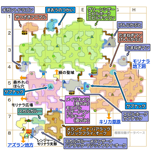 モリナラ大森林モンスターマップ