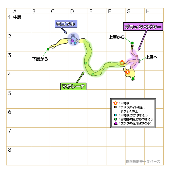 神獣の森中層モンスターマップ