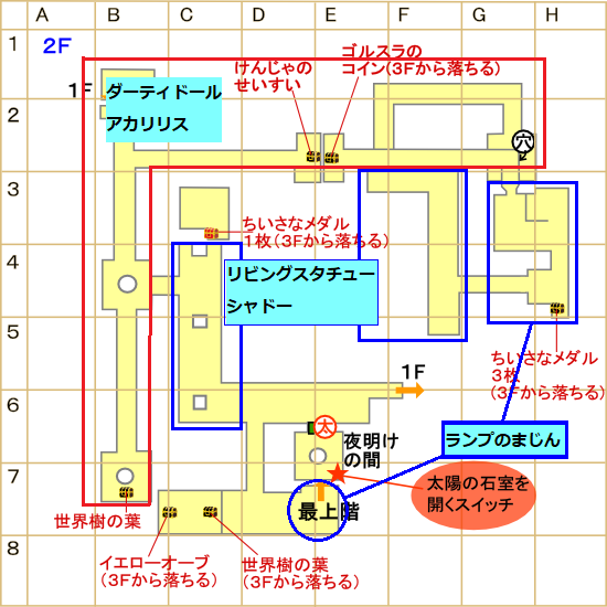 真のピラミッド2階モンスター分布マップ