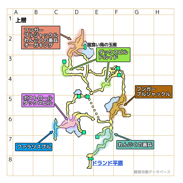 鬼岩城上層モンスターマップ