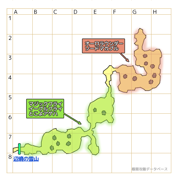 雪虫の洞くつモンスターマップ