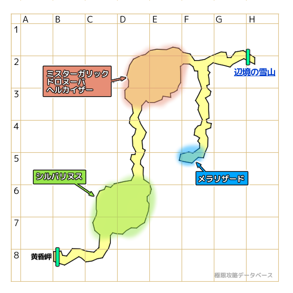 太古の氷穴モンスターマップ