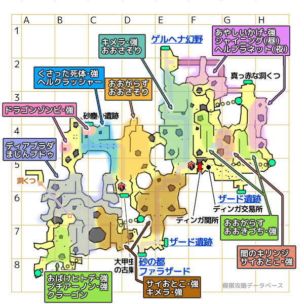 ジャリムバハ砂漠モンスターマップ