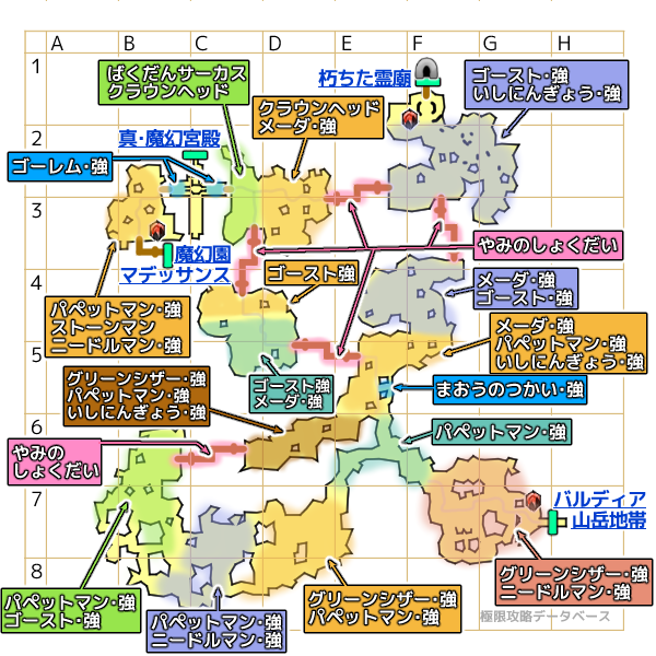 魔幻都市ゴーラ跡モンスターマップ