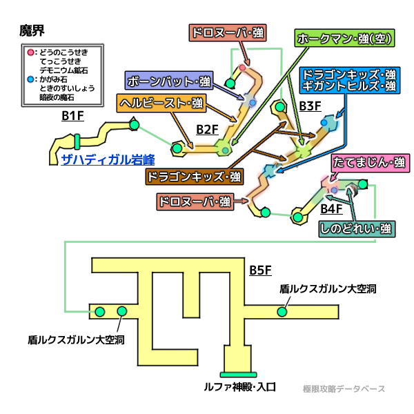 ルクスガルン大空洞モンスターマップ
