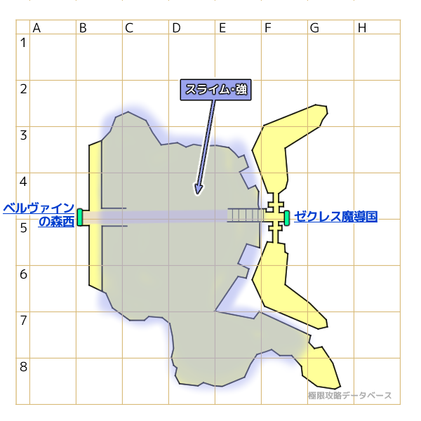 ベルヴァインの森東モンスターマップ