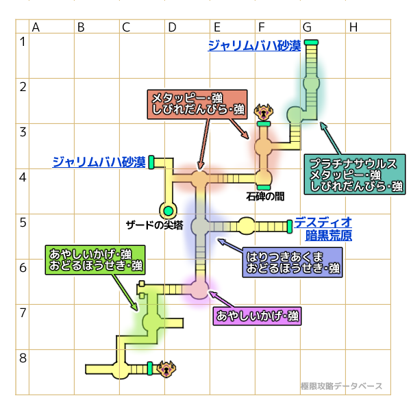 ザード遺跡モンスターマップ