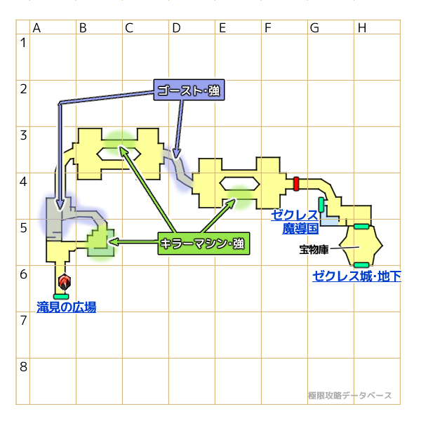 ゼクレス城・宝物庫モンスターマップ