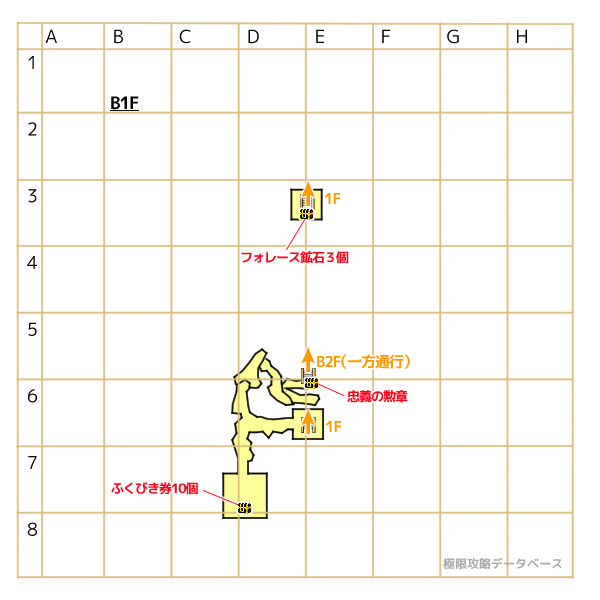 儀礼場への洞くつ地下1階キラキラマップ