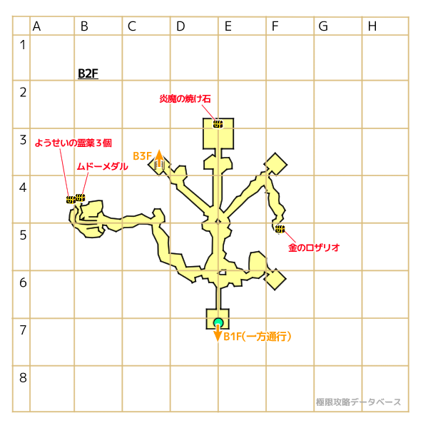儀礼場への洞くつ地下2階キラキラマップ