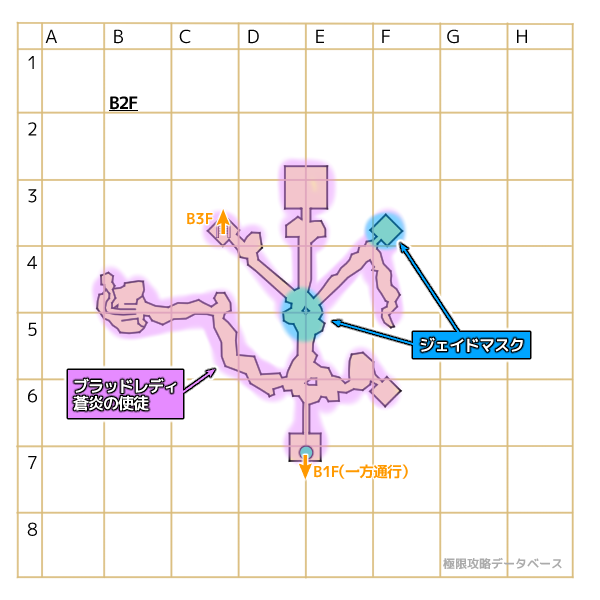 儀礼場への洞くつ地下2階モンスターマップ