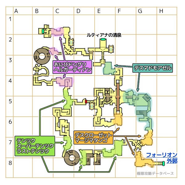 神代の遺構モンスターマップ