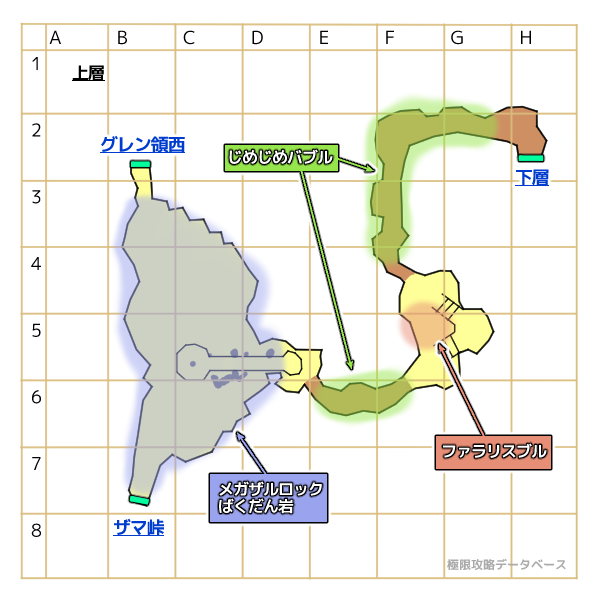 バカン山道上層モンスター分布マップ